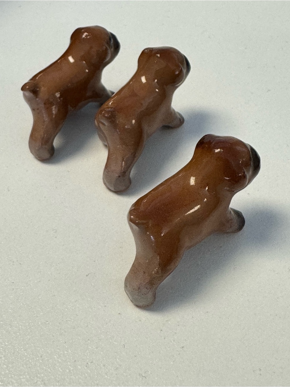 Vintage Hagen-Renaker Miniature Ceramic Pug Puppy Figurines Set of 3 Dog Model 3 - Picture 3 of 3